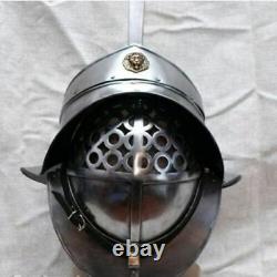 18GA Steel Medieval SCA LARP Medieval Gladiator Helmet III Brass Reenactment Arm
