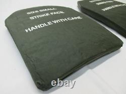(2) BODY ARMOR INSERTS LEVEL 3 CERAMIC STRIKE PLATES SMALL 9x12 FRONT & BACK