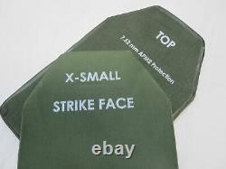 (2) BODY ARMOR INSERTS LEVEL 3 CERAMIC STRIKE PLATES X-SMALL 8x12 FRONT & BACK