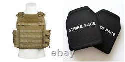 2 pcs 11X14 NIJ Level III+ Plates Ballistic Body Armor withTan Plate Carrier