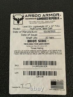 AR500 Body Armor Plate Level III Armor Republic (12x10) 1-Set