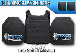 AR500 Level 3 III 4 Pc Body Armor Plate Bundle with Rothco Molle Vest Setup