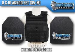 AR500 Level 3 III Body Armor Plate Bundle with Molle Vest Setup 8 x 10
