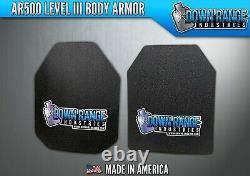 AR500 Level 3 III Body Armor Plates 10x12 Multi-Curved SPALL COATING OPTIONS