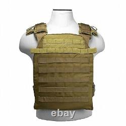 AR500 Level 3 III Body Armor Plates- 10x12 with Molle Vest Carrier