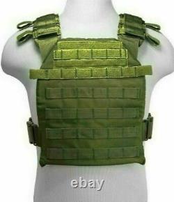 AR500 Level 3 III Body Armor Plates- 10x12 with Molle Vest Carrier & Mag Pouch