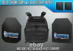 AR500 Level 3 III Body Armor Plates- 10x12 with Side Plates & NcStar Black Carrier