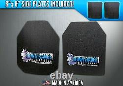 AR500 Level 3 III Body Armor Plates Curved 10x12 with 6x6 Side Plates Swim/Sapi