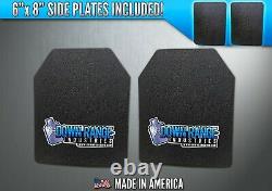 AR500 Level 3 III Body Armor Plates Pair Curved 10x12 with 6x8 Side Plates