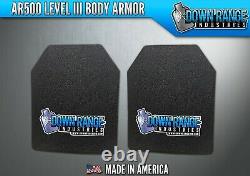 AR500 Level 3 III Body Armor Plates Pair Curved 11x14