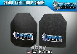 AR500 Level 3 III Body Armor Plates Pair Curved 11x14 Swimmer/Sapi