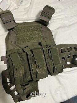 AR500 Veritas OD Green plate carrier with 10x12 Shooters Cut Level III+ plates