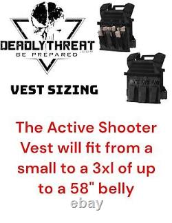 Active Shooter Black Tactical Vest Plate Carrier With Level III L3 Fearless Armor