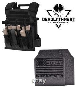 Active Shooter Tactical Vest Plate Carrier With Black Level III L3 Fearless Armor