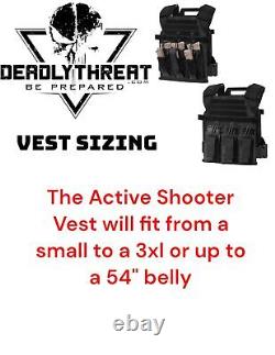 Active Shooter Tactical Vest Plate Carrier With Black Level III L3 Fearless Armor