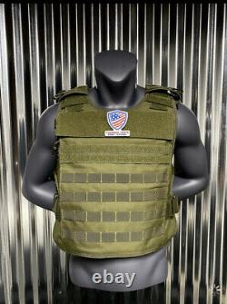 Ar500 Plate Carrier Green 10x14 Level III Body Armor Bullet proof vest