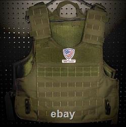 Ar500 Plate Carrier Green 10x14 Level III Body Armor Bullet proof vest