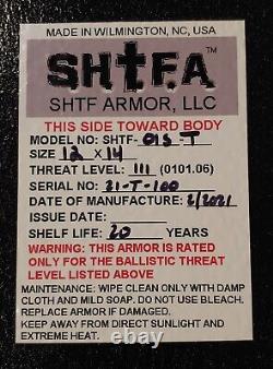 BIG MAN Body Armor 12x14 LEVEL III. Stops Green Tip &. 308 Win US MADE by SHTFA