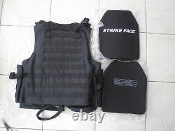 Black Combat Tactical Soft Bullet proof vest IIIA + 2PCS III ceramic plates