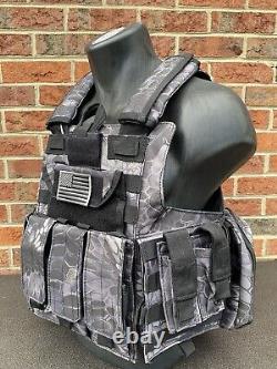 Black Python Tactical Vest Plate Carrier With (2) 10x12 Curved/ Side Plates