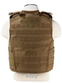 Body Armor AR500 Steel Plates Base Coating Bullet Proof Vest TAN M-XXL 10x12s