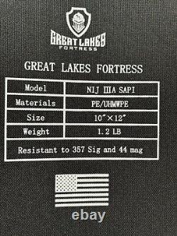 Body Armor Bullet Proof Plates UHMWPE Level IIIA 3A Curved 10x12 PAIR Only 1 lb