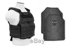Body Armor Bullet Proof Vest AR500 Steel Plates Base Frag Coating- PC BLK