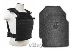 Body Armor Bullet Proof Vest AR500 Steel Plates FAST Plate Carrier BLK 11x14