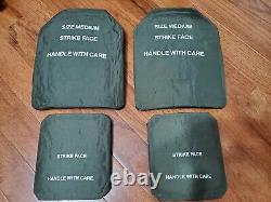 Body Armor Ceramic Plates 7.62MM APM2 Medium Curved 12.5 x 9.5 & Side Plates