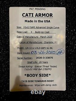 Cati Armor AR500 Level 3 Set Of Plates Curved 10x12 Swim/Sapi With Foam Pads