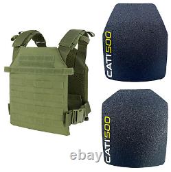 Cati500 Ar500 Level 3 Patented Multicurve Armor Plates Pair Olive Drab Sentry