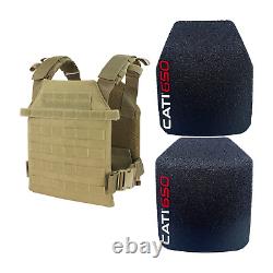 Cati650 Level 3+ Patented Multicurve Body Armor Plates Pair Coyote Sentry