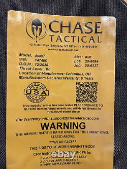 Chase Tactical Side Armor Rifle Plates Level IV 6x8 Ceramic Composite Curved