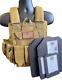 Coyote Tan Fde Tactical Vest Plate Carrier With Plates- 2 10x12 Front/back &sides