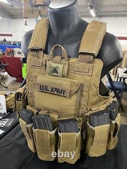 Coyote Tan FDE Tactical Vest Plate carrier with 2 Curved 10x12 Plates- Lvl III