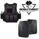 Force Recon Black Storm Tactical Vest Plate Carrier With Level Iii+ Armor Plates