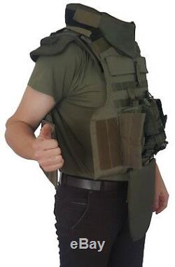 Full Body Armor Plate Carrier Vest III Grade protection MOLLE Kevlar included