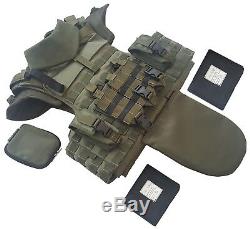 Full Body Armor Plate Carrier Vest III Grade protection MOLLE Kevlar included