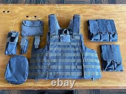 Grey/blue Tactical Vest Plate Carrier With Plates- 2 10x12 curved Plates