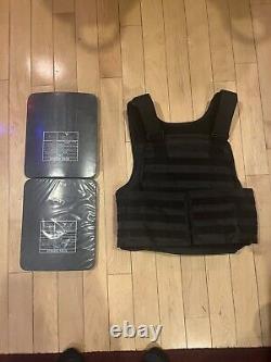 Level 3 Armor Plates With Large Tactical Black Vest Carrier Security YUGOIMPORT