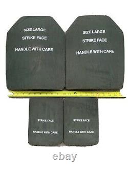 Lg Body Armor Inserts Used Level 3 Ceramic Strike Face Plates Frt, Bk And Sides