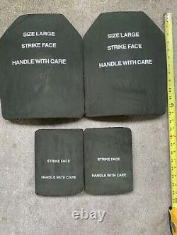 Lg Body Armor Inserts Used Level 3 Ceramic Strike Face Plates Frt, Bk And Sides