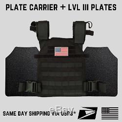 Lightweight Molle Plate Carrier With Plates 10x12 AR500 Armor Plates Level III