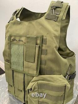 M-4x Bulletproof Vest FREE 3A Insert Plates Body Armor Carrier Tactical Huge