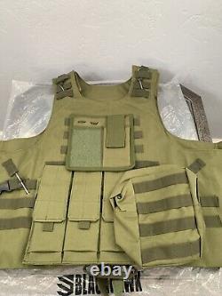 M-4x Bulletproof Vest FREE 3A Insert Plates Body Armor Carrier Tactical Huge