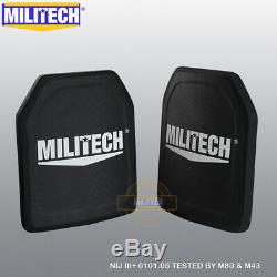 MILITECH UHMWPE NIJ III+ 10X12 Shooters Cut Ballistic Hard Armor Panel Pair Set