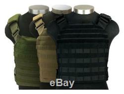 MOLLE Plate Carrier with (2) Level III 10x13 LG SE Hard Armor Plates, Black CR8000