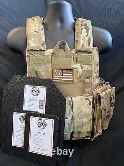 Multicam Tactical Vest Plate Carrier With Plates- 2 10x12 curved Front/back &Sides