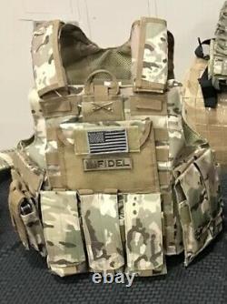 Multicam Tactical Vest Plate Carrier With Plates- 2 10x12 curved Front/back &Sides