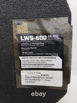 NEW Tacticon Armament AR600 Level III + 9 x 11.5 Shooter's Cut Curved Armor